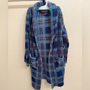 Cozy Blue and Gray Plaid Kids' Robe